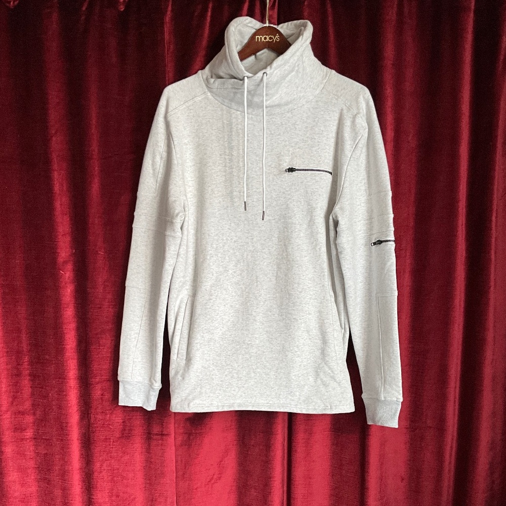 NANA JUDY Men's Authentic Logo Funnel Neck Sweatshirt - Gray  XL NWOT